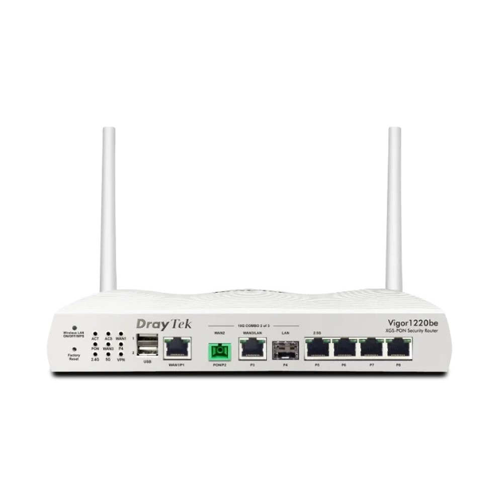 Vigor 1220be XGS-PON router, XGS-PON poort 1x 1Gbe WAN poort, 1x 10GbE WAN/LAN Vigor 1220be XGS-PON router, XGS-PON poort 1x 1Gbe WAN poort, 1x 10GbE WAN/LAN