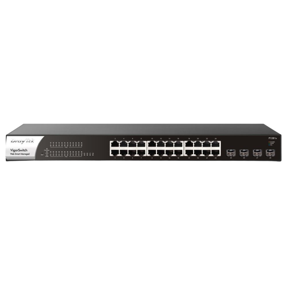 VigorSwitch P1281x 24 poorts Gigabit PoE + 4SFP+