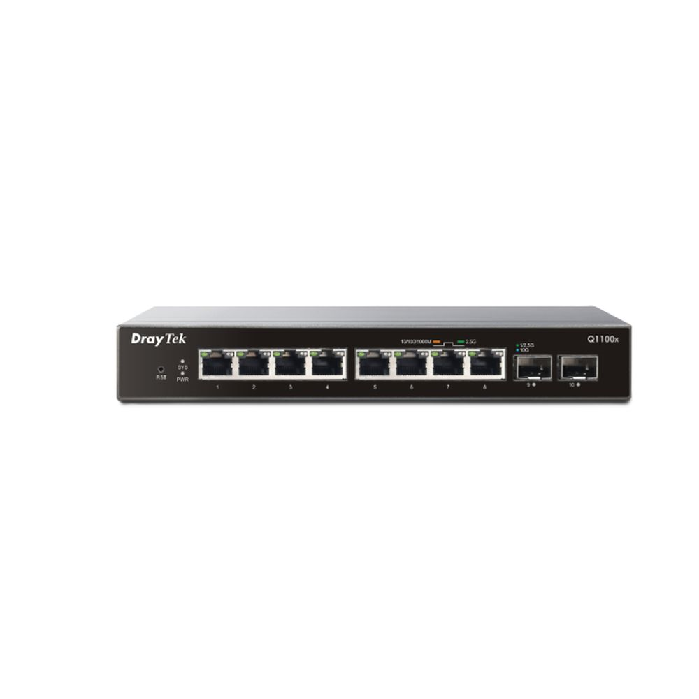 VigorSwitch Q1100x 8 2,5 Gigabit poorten + 2 SFP+ (10 Gigabit) poorten